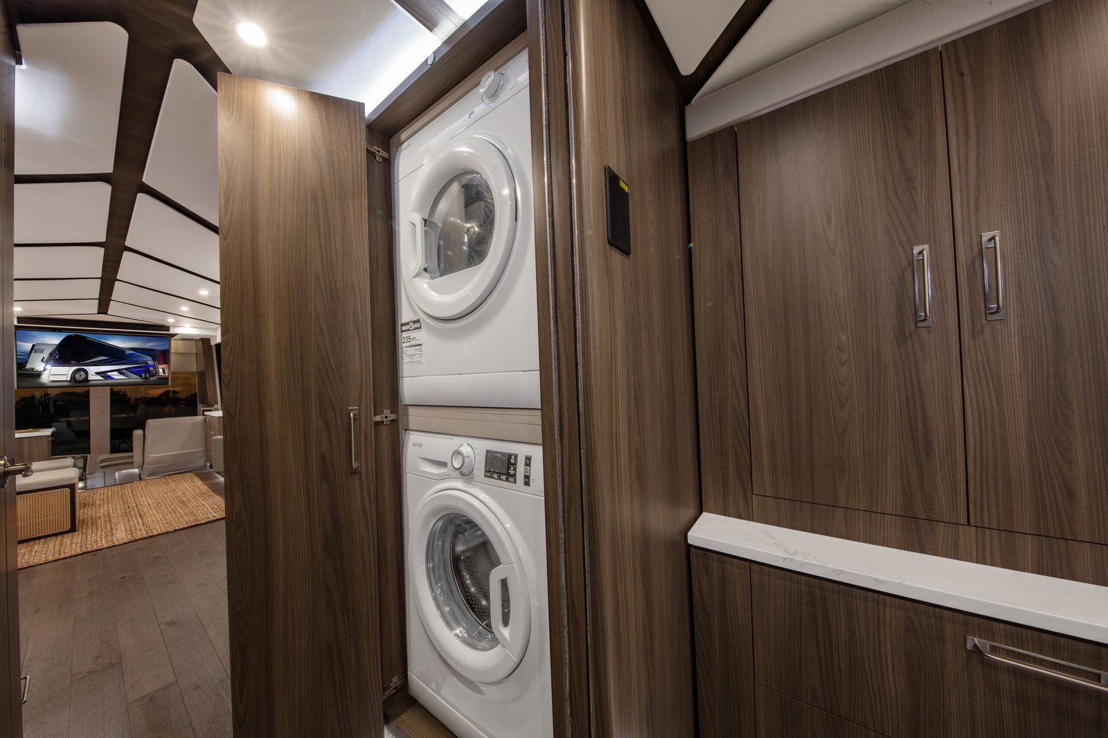 Washer Dryer | Coach 1647 | Featherlite Coaches Prevost Quad Slide Motorhome