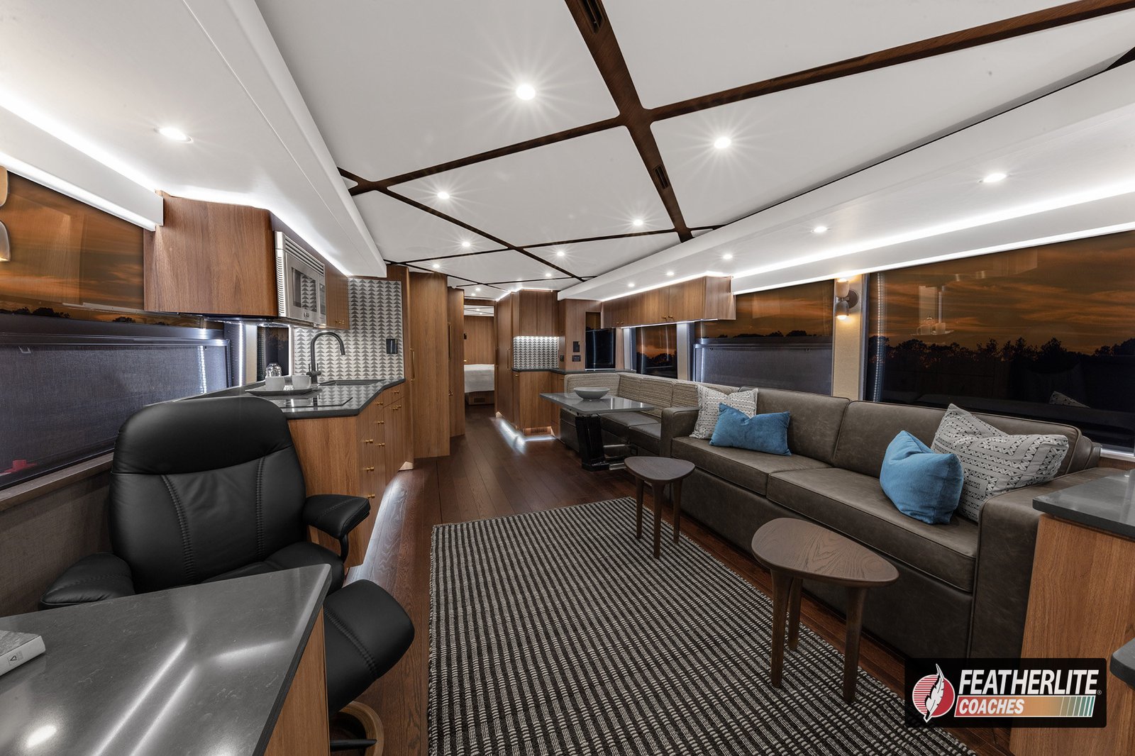 Front Salon| 2026 Featherlite Prevost Coach 1751 Durango Triple Slide - Custom Luxury Motorhome