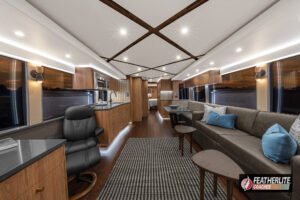 Power J-Booth dinette and Garrett leather sofa in the Durango salon