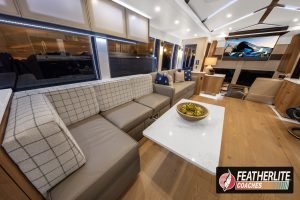 Coach 1574 | 2025 Featherlite Coaches Prevost | Dinette Table as Coffee Table