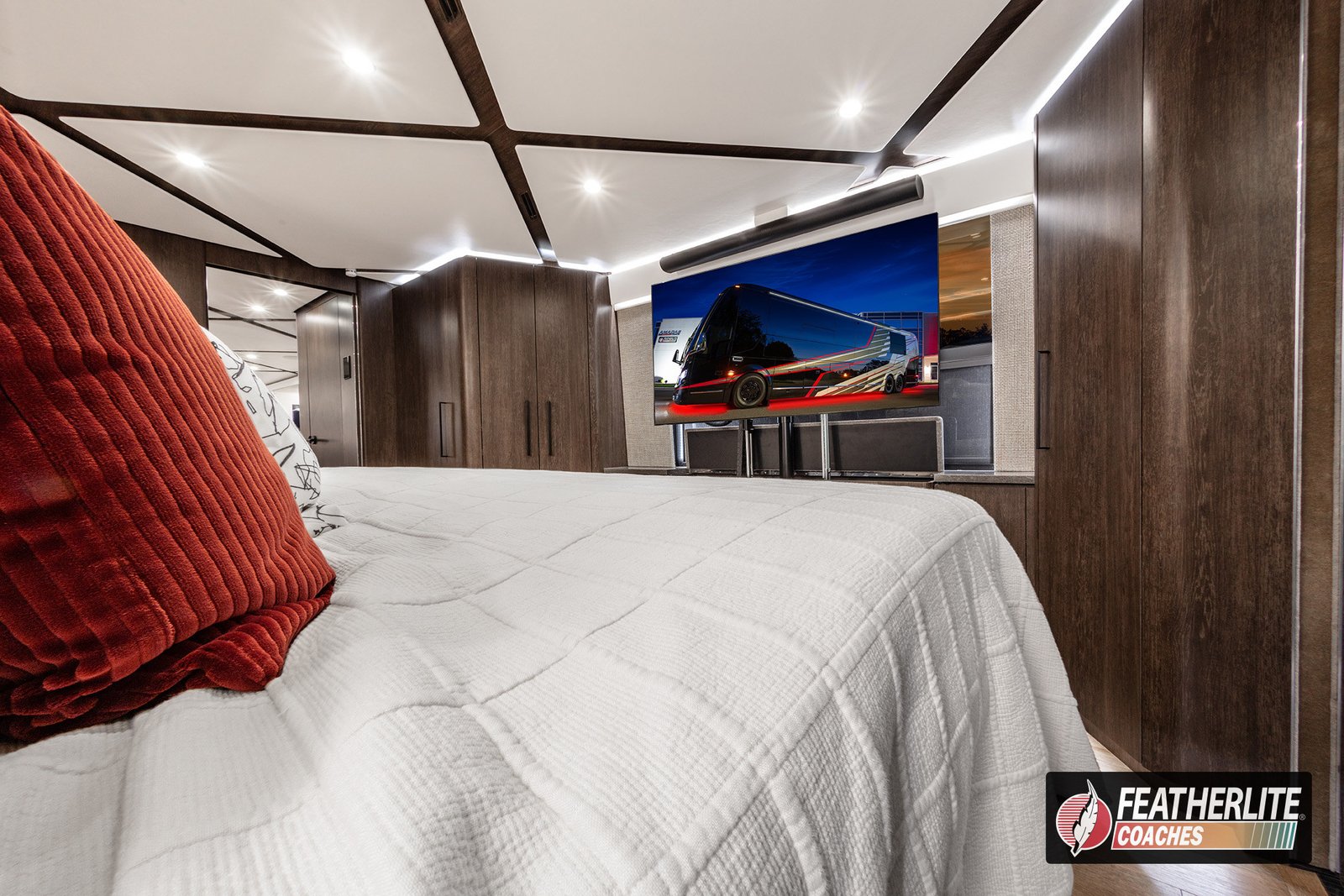 Coach 1819 "Misano" Stateroom TV | Featherlite Coaches Prevost Motorhome| Featherlite Coaches Prevost Motorhome