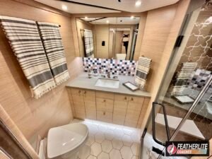 Primary Bathroom | 2026 Featherlite Prevost Palisades Motor Coach