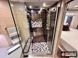 Primary Bathroom Shower | 2026 Featherlite Prevost Palisades Motor Coach