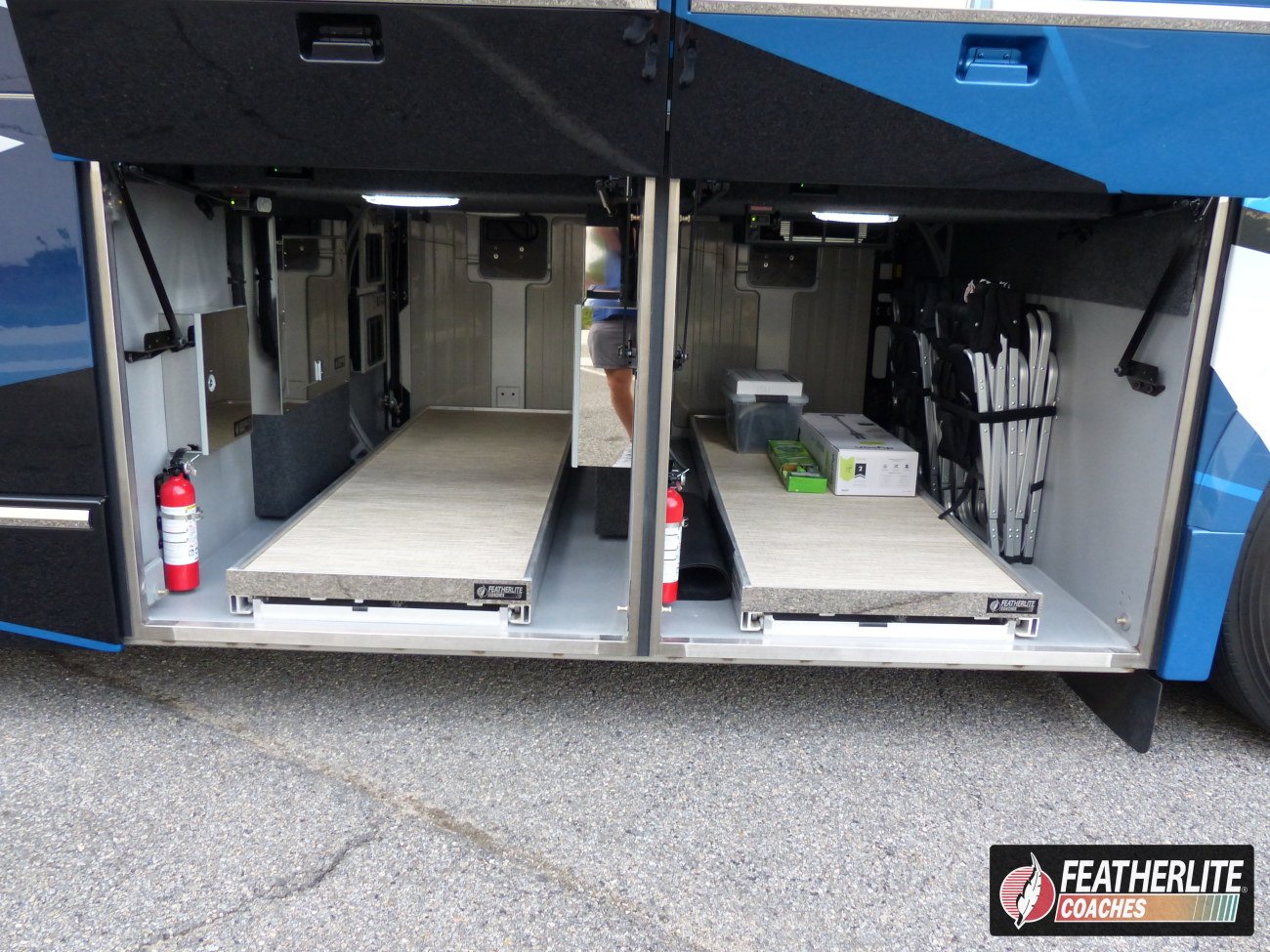 Featherlite Prevost Motorhome Underbays (1) Storage Bays | 2026 Featherlite Prevost Palisades Motor Coach