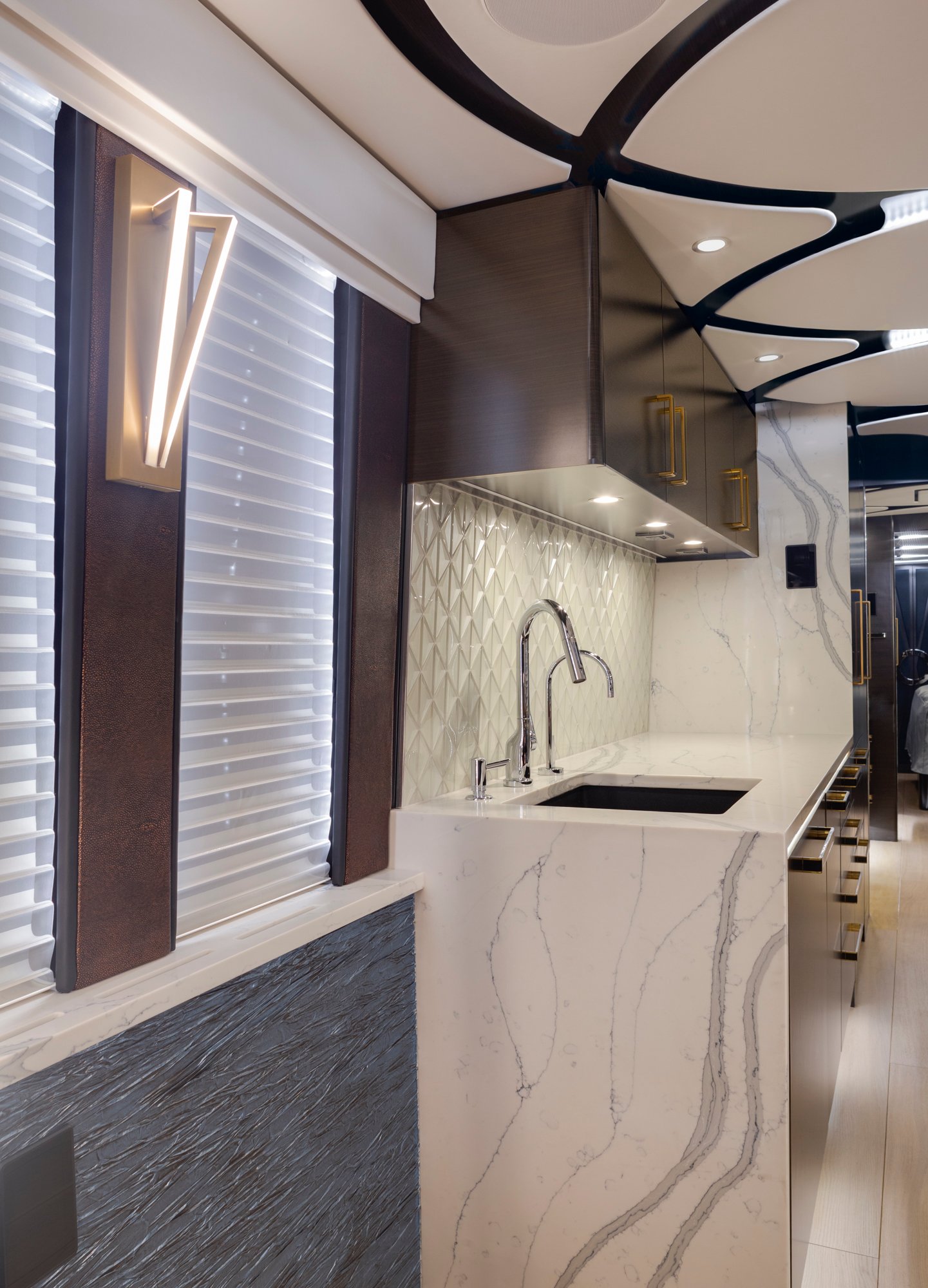 Coach 1356 | 2025 Featherlite Coaches Prevost | Galley Waterfall