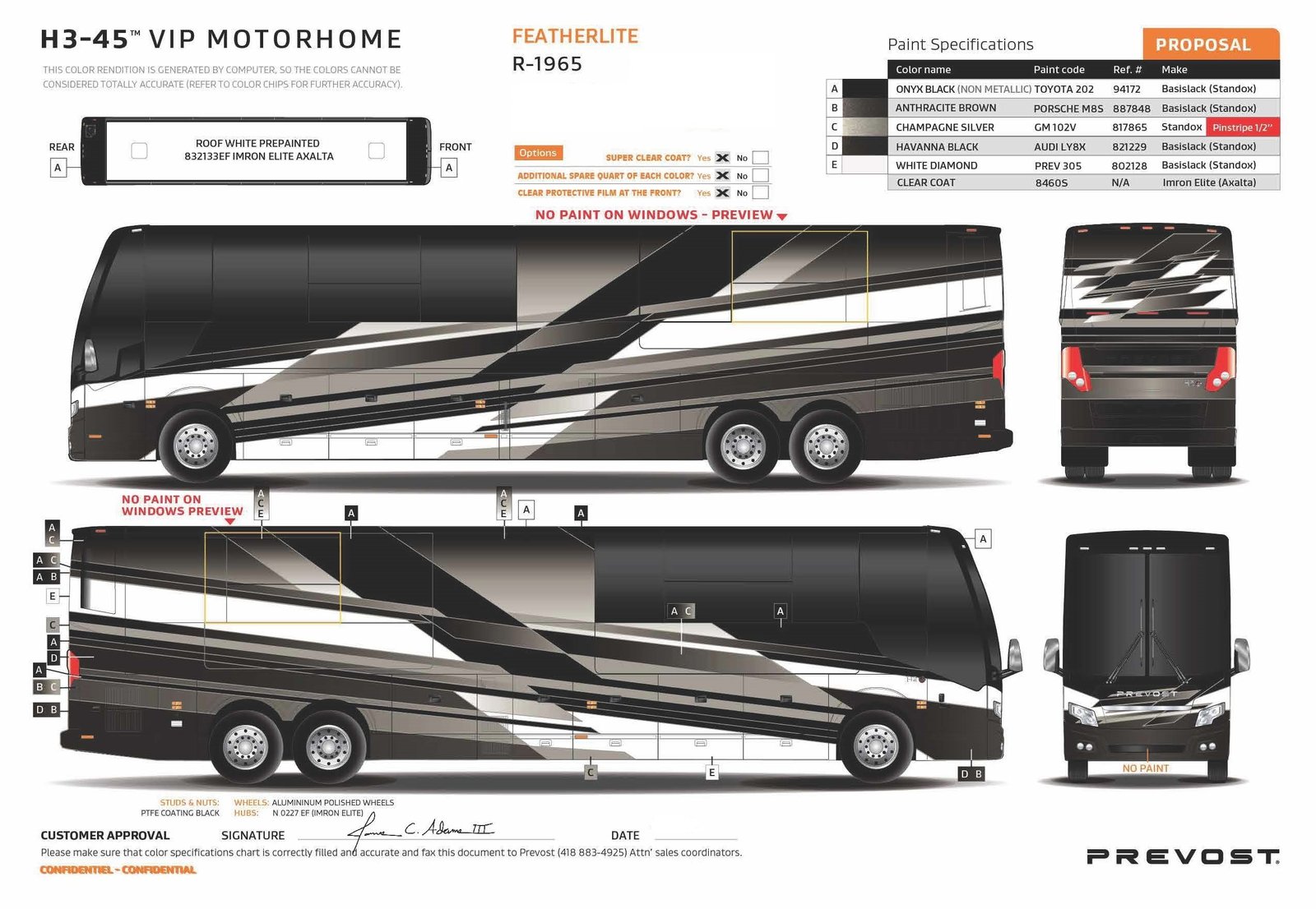 Prevost Coach 1965 exterior paint design